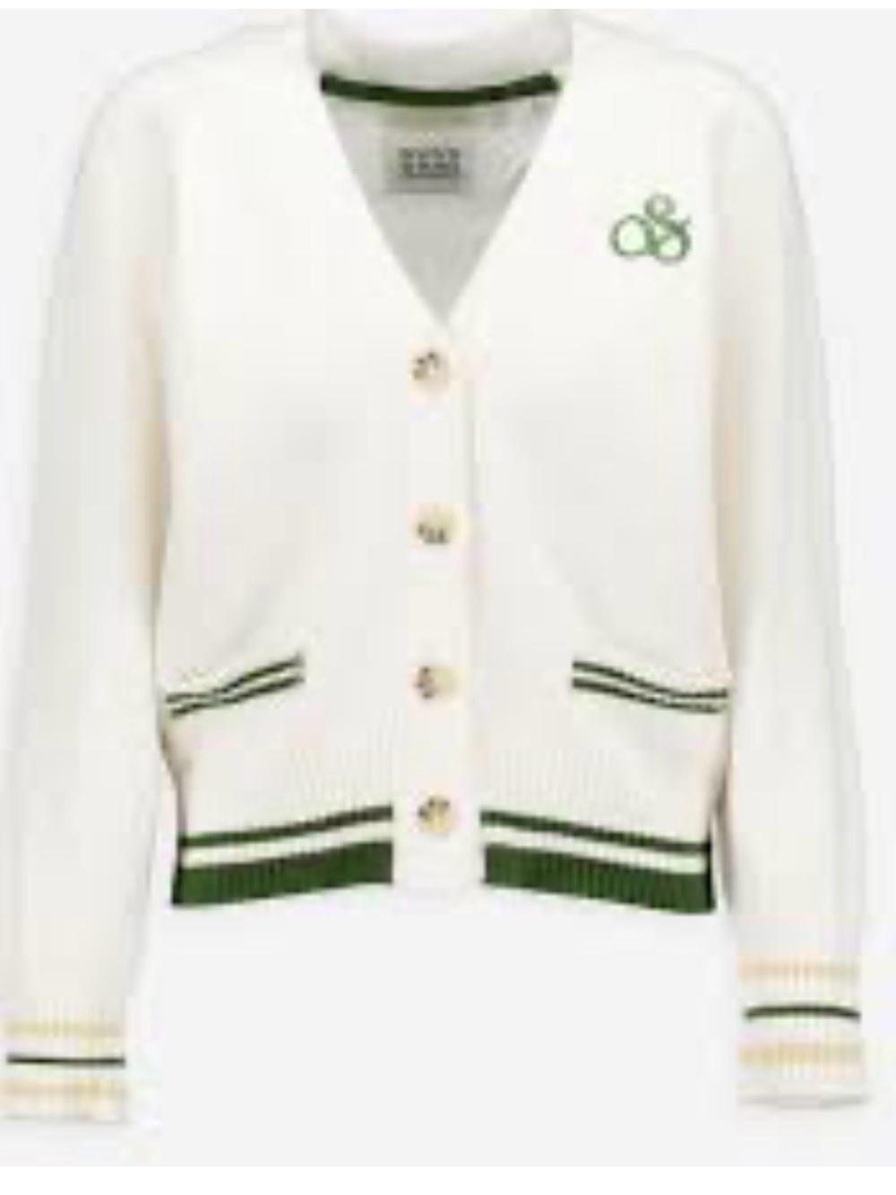 New! Scotch & Soda Amsterdam White Cardigan with Green Trim Small - Picture 2 of 11
